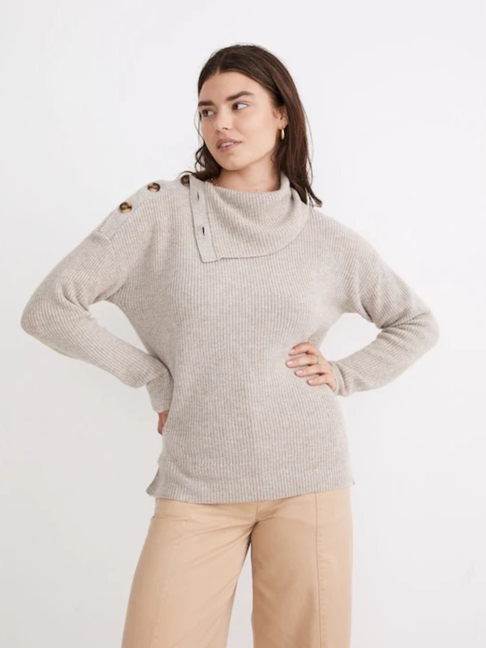 Madewell Button-Shoulder Turtleneck Sweater